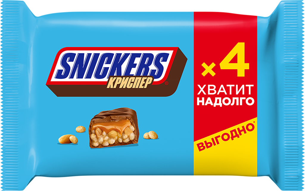 Батончик шоколадный SNICKERS Криспер Мультипак, 4х40г