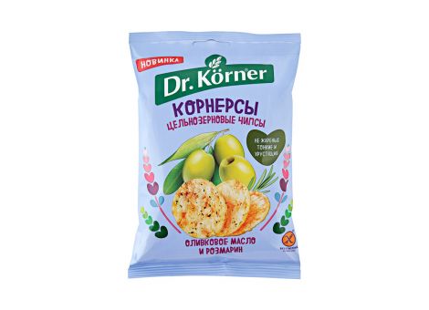Чипсы кукурузно-рисовые DR KORNER с оливковым маслом и розмарином, 50г