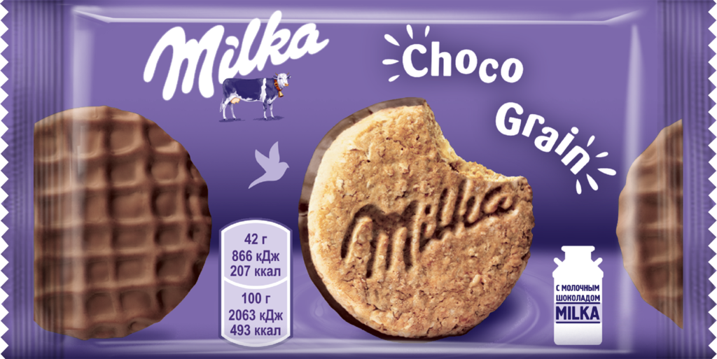 Печенье MILKA с овсяными хлопьями, в молочном шоколаде