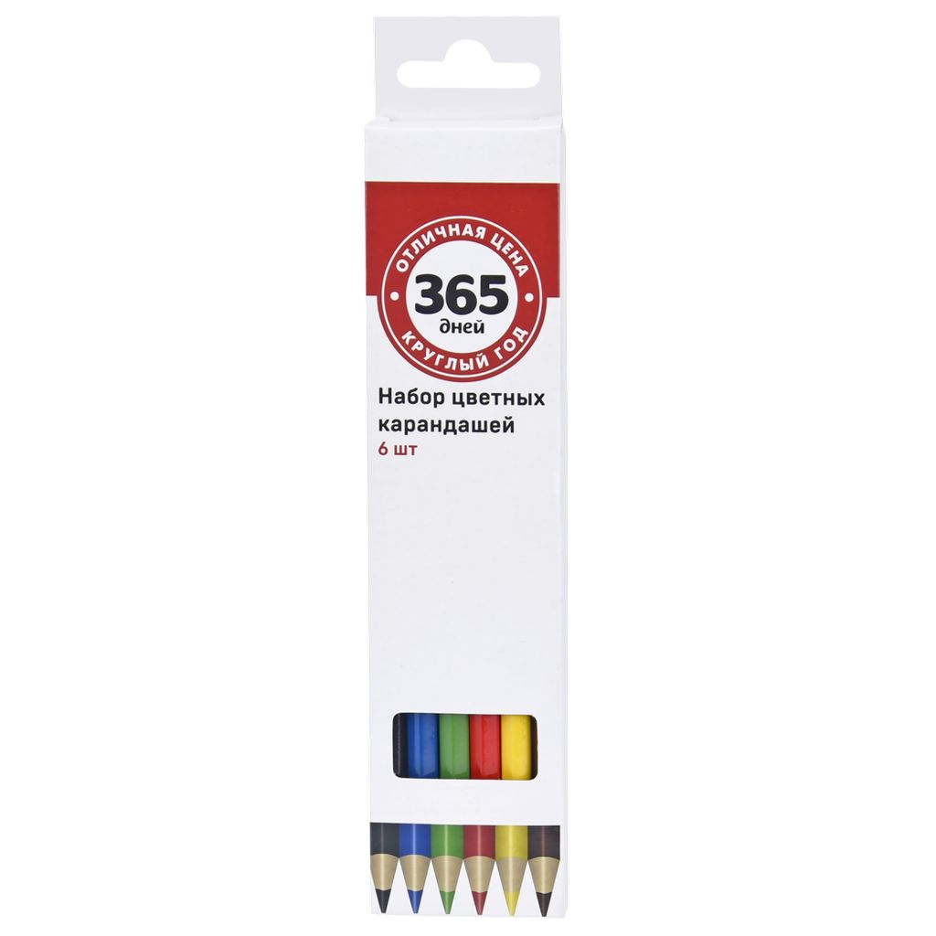 Набор цветных карандашей 365 ДНЕЙ 6 цветов, 6шт